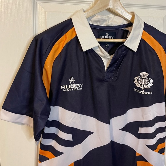 NWT Rugby Nations polyester navy blue Scotland polo rugby top sz M - Picture 2 of 11